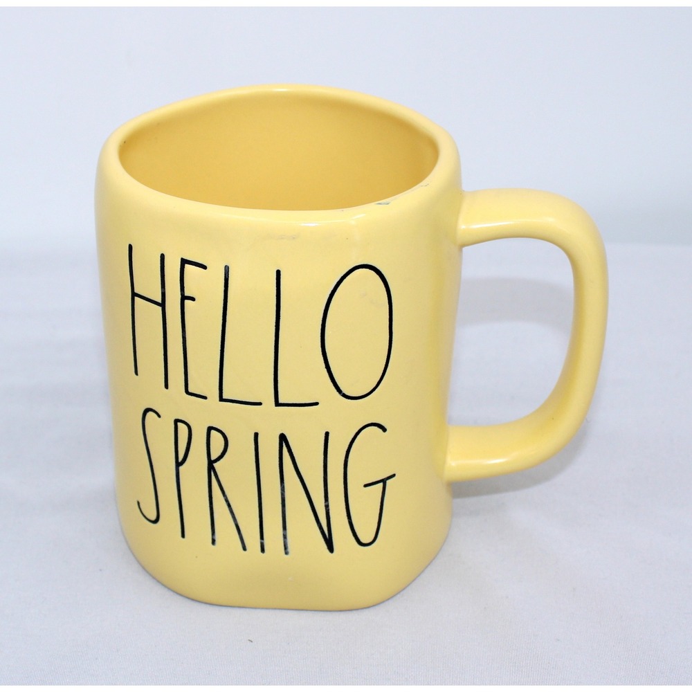 Rae Dunn Hello Spring Yellow Ceramic Coffee Mug Artisan Collection by Magenta